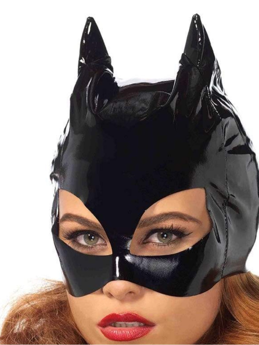 Wet Look Vinyl Catwoman Costume Mask